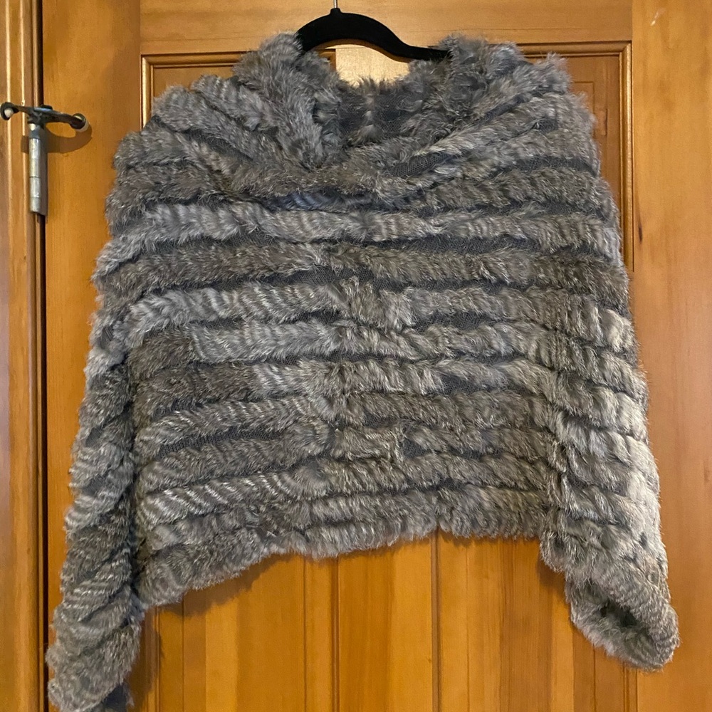 Furry grey poncho
